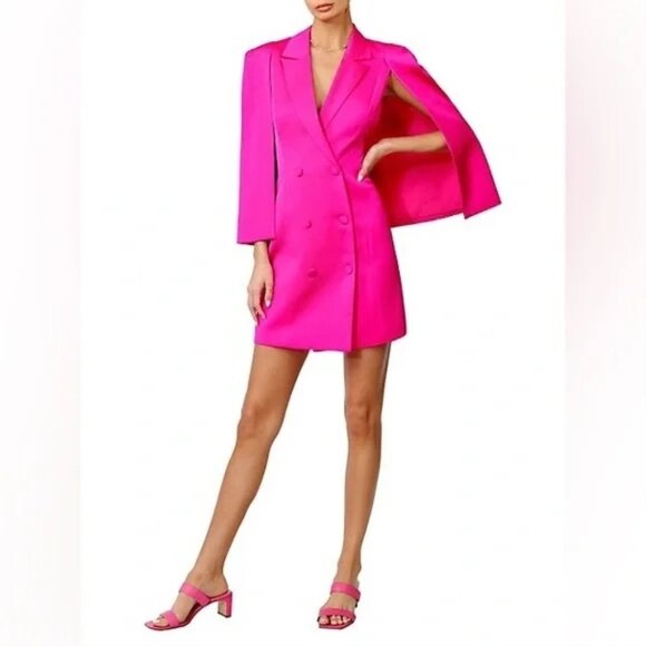 Adelyn Rae Bright Pink Cape Dress - Picture 5 of 5